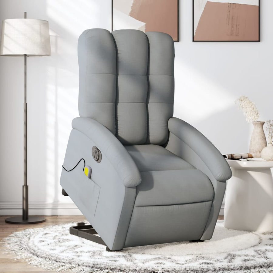 Sta-Op-Massagestoel Stof Lichtgrijs Ja Elektrisch verstelbaar