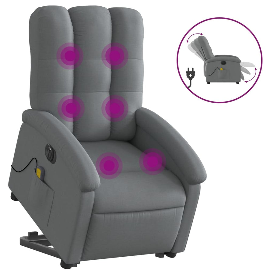 Sta-Op-Massagestoel Stof Donkergrijs Ja Elektrisch verstelbaar