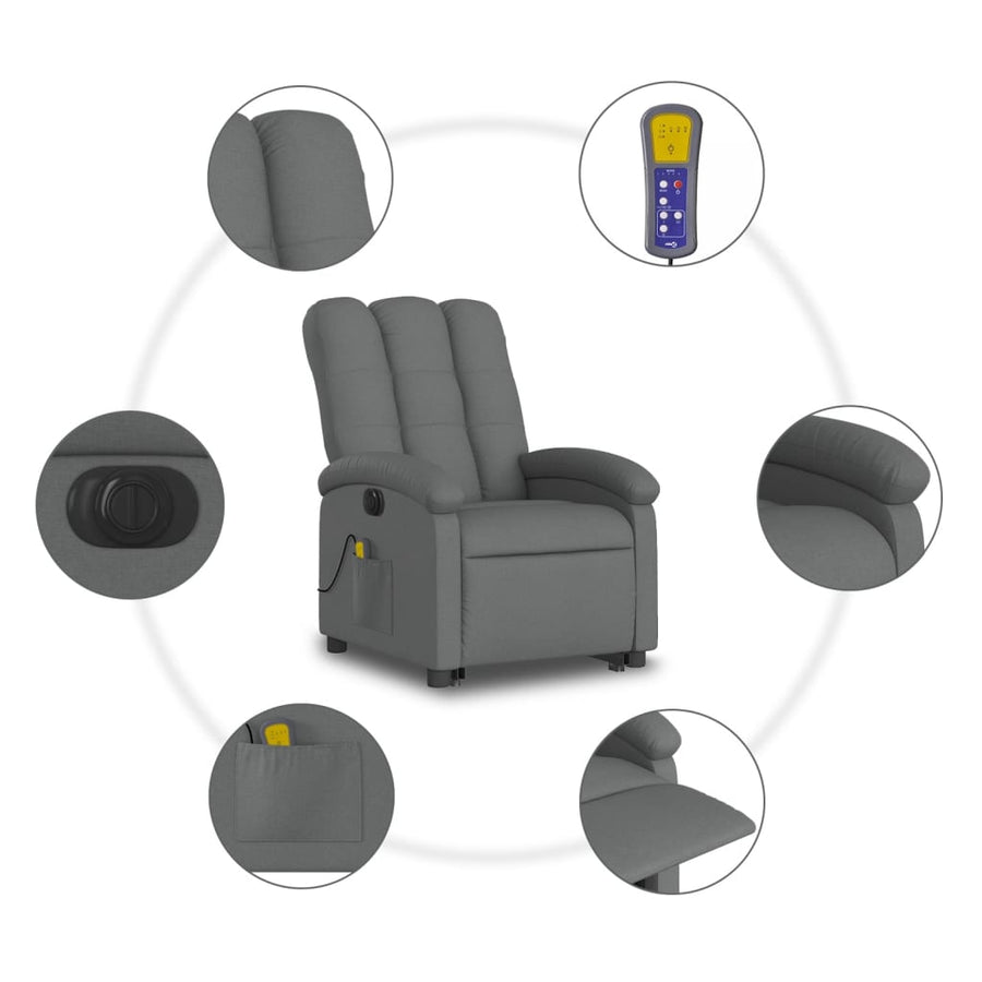 Sta-Op-Massagestoel Stof Donkergrijs Ja Elektrisch verstelbaar