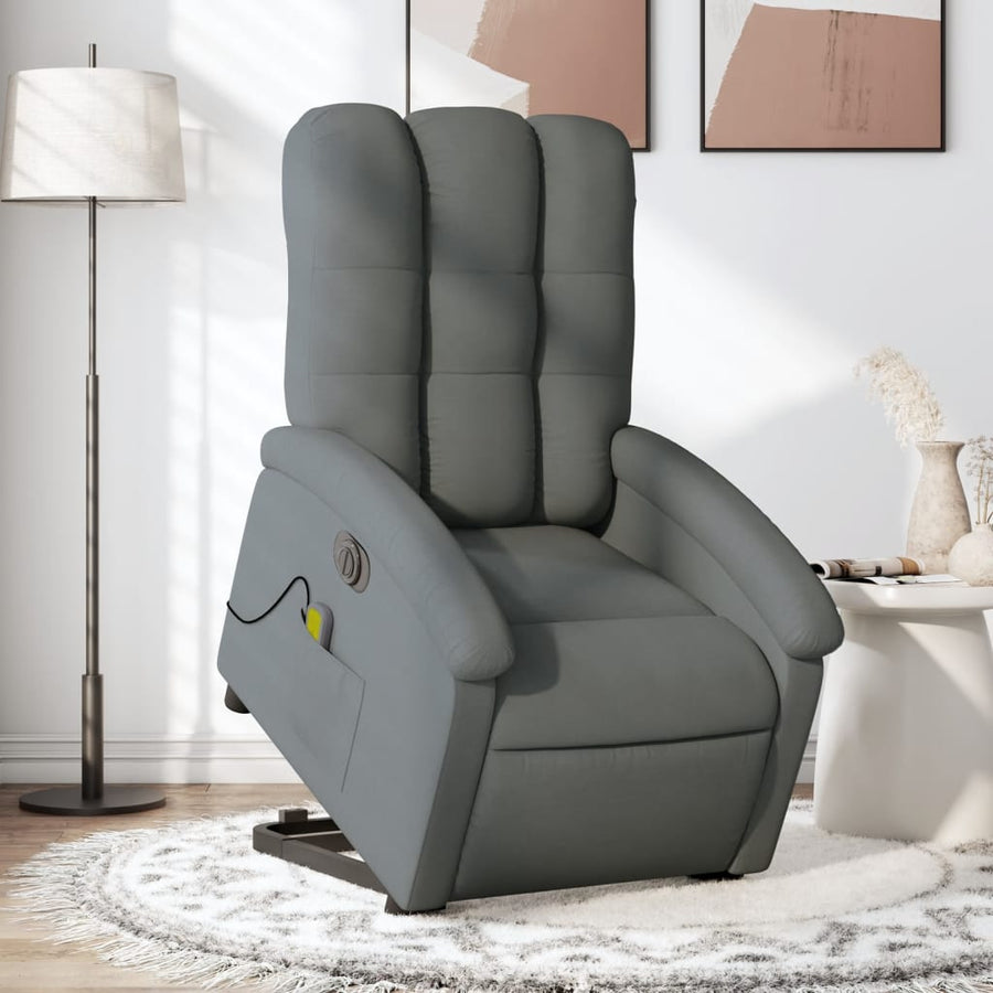 Sta-Op-Massagestoel Stof Donkergrijs Ja Elektrisch verstelbaar