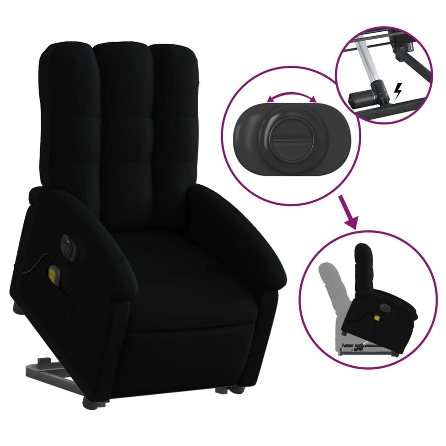 Sta-Op-Massagestoel Stof Zwart Ja Elektrisch verstelbaar