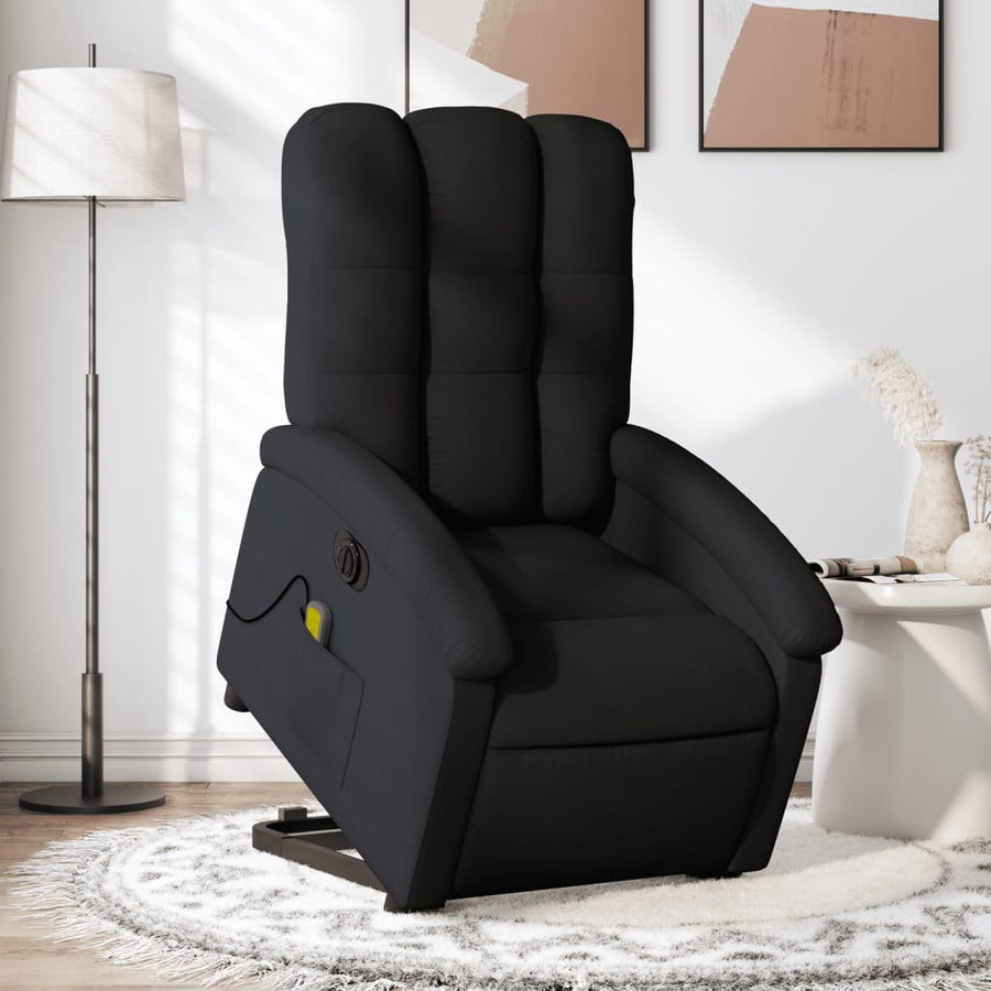 Sta-Op-Massagestoel Stof Zwart Ja Elektrisch verstelbaar