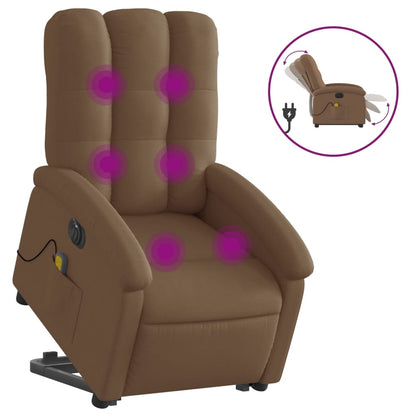 Sta-Op-Massagestoel Stof Bruin Ja Elektrisch verstelbaar