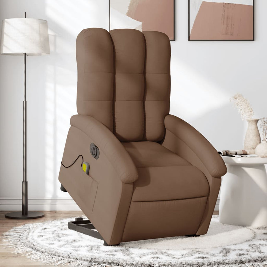 Sta-Op-Massagestoel Stof Bruin Ja Elektrisch verstelbaar