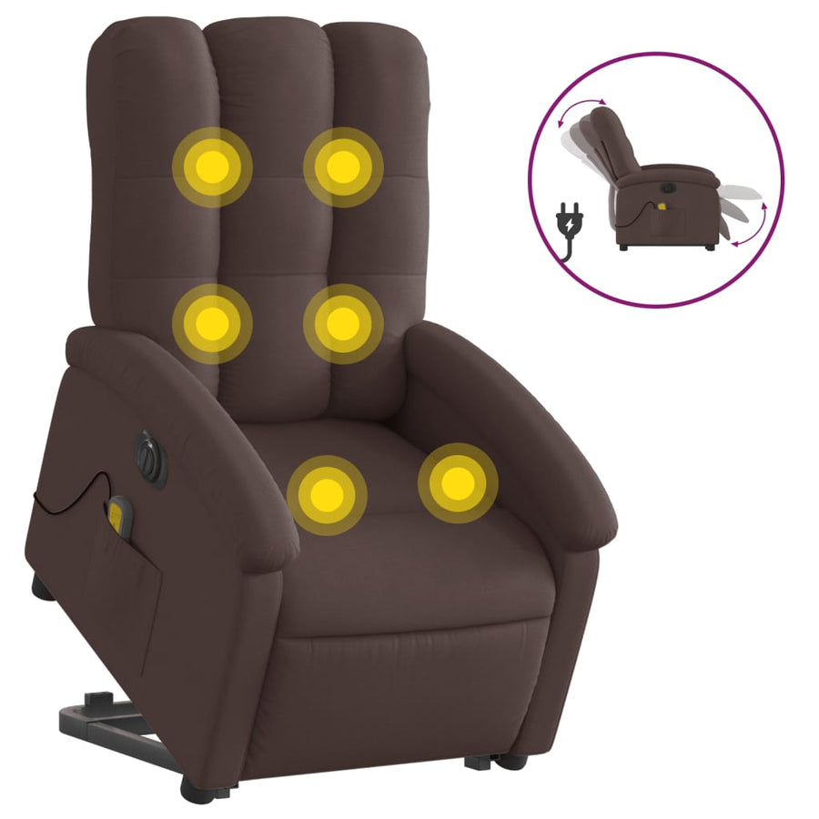 Sta-Op-Massagestoel Stof Donkerbruin Ja Elektrisch verstelbaar