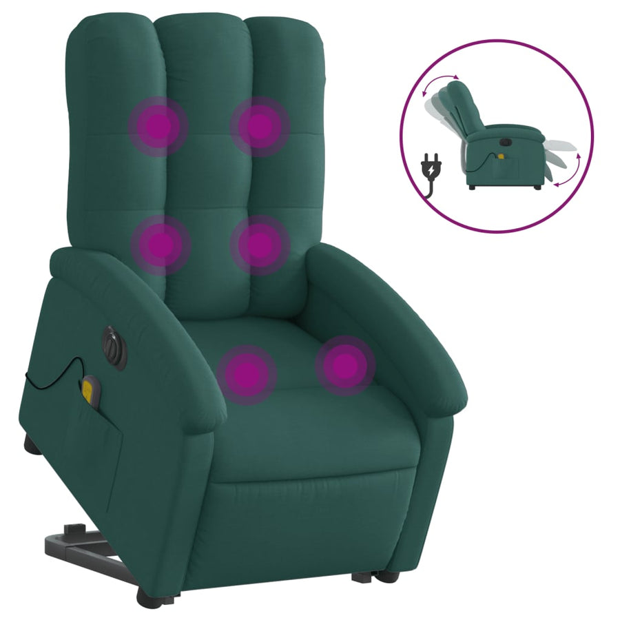 Sta-Op-Massagestoel Stof Donkergroen Ja Elektrisch verstelbaar