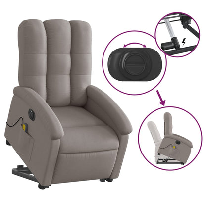 Sta-Op-Massagestoel Stof Taupe Ja Elektrisch verstelbaar