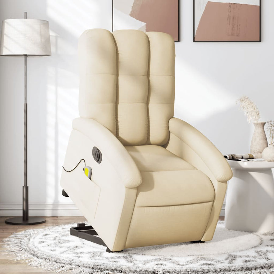 Sta-Op-Massagestoel Stof Kleurig Crème Ja Elektrisch verstelbaar