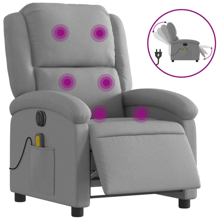 Massagestoel Stof Lichtgrijs Ja Elektrisch verstelbaar