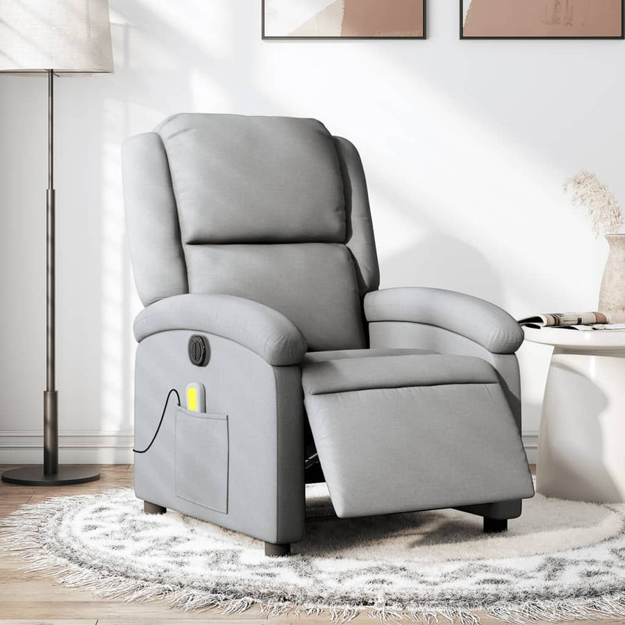 Massagestoel Stof Lichtgrijs Ja Elektrisch verstelbaar