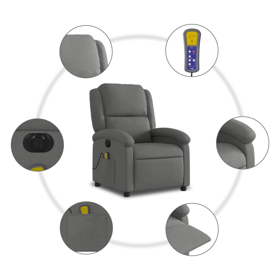 Massagestoel Elektrisch Verstelbaar Stof Donkergrijs