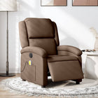 Electric adjustable massage chair, brown fabric