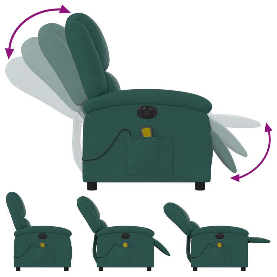 Massagestoel Stof Donkergroen Ja Elektrisch verstelbaar