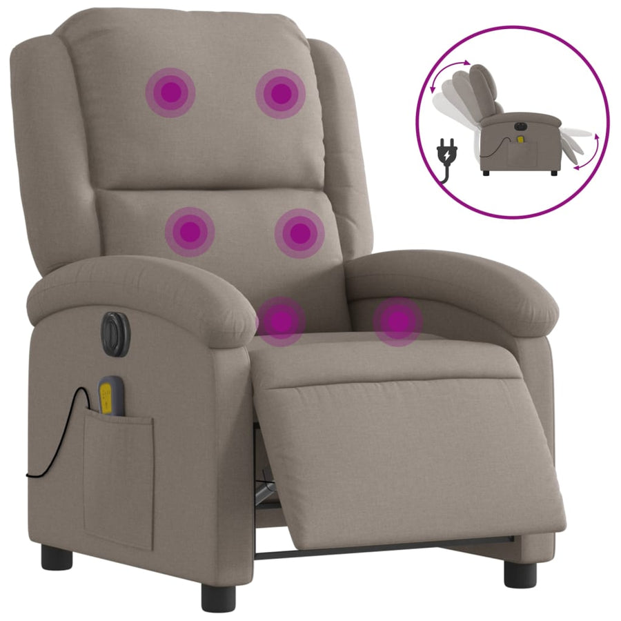 Massagestoel Stof Taupe Ja Elektrisch verstelbaar