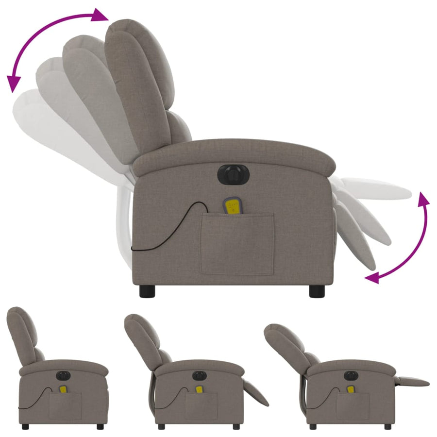 Massagestoel Stof Taupe Ja Elektrisch verstelbaar