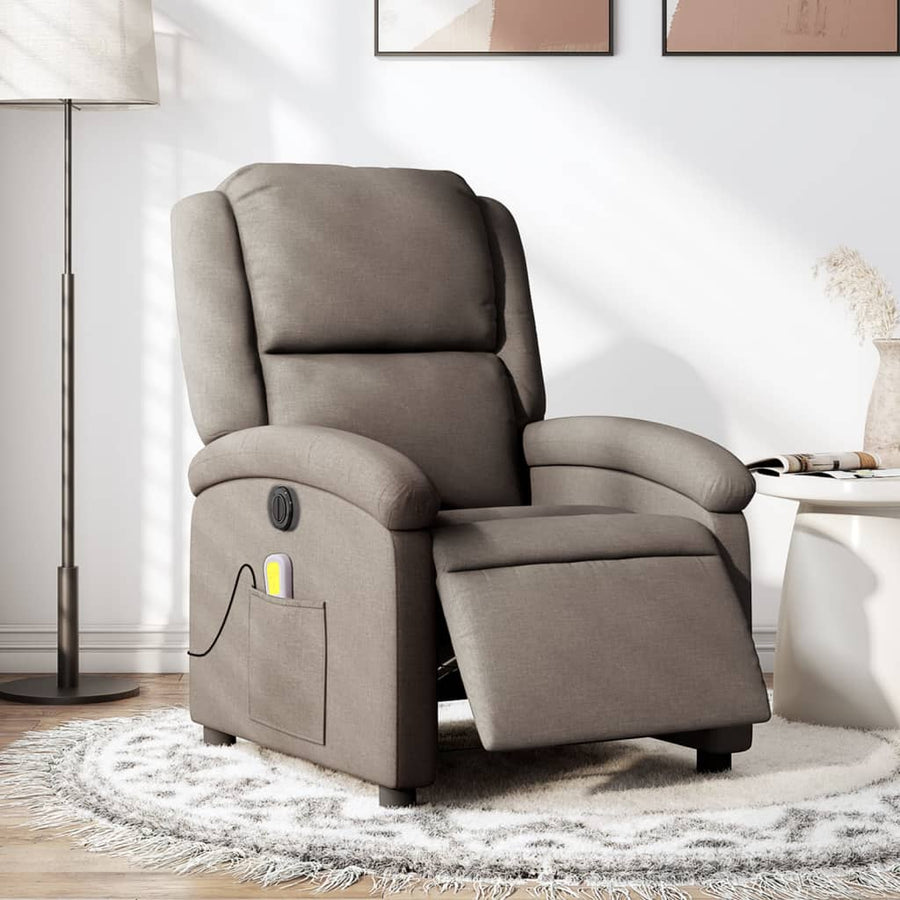Massagestoel Stof Taupe Ja Elektrisch verstelbaar