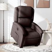 Electric lift-assist recliner, dark brown fabric