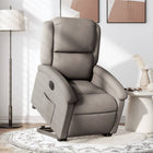Rise-and-recline armchair electric adjustable fabric taupe