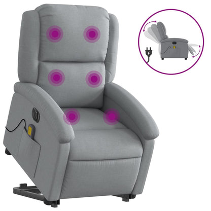 Sta-Op-Massagestoel Stof Lichtgrijs Ja Elektrisch verstelbaar