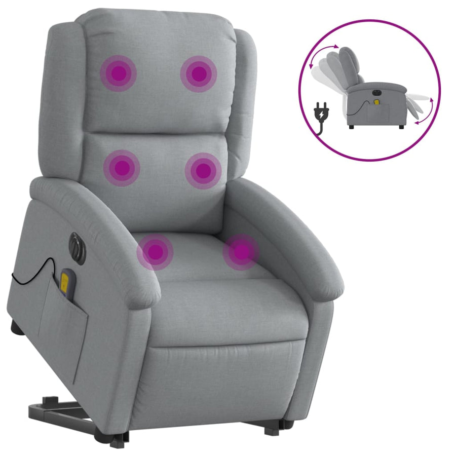 Sta-Op-Massagestoel Stof Lichtgrijs Ja Elektrisch verstelbaar