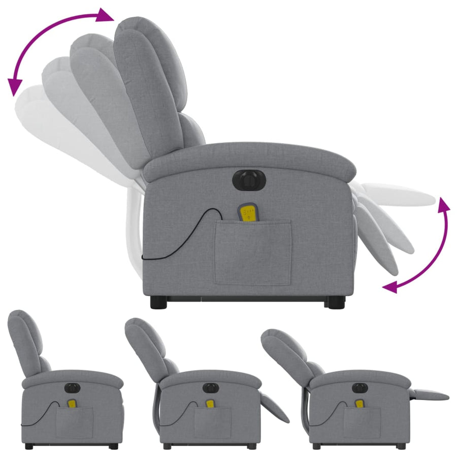 Sta-Op-Massagestoel Stof Lichtgrijs Ja Elektrisch verstelbaar