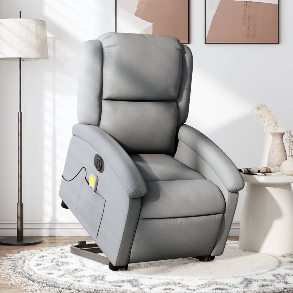 Sta-Op-Massagestoel Stof Lichtgrijs Ja Elektrisch verstelbaar