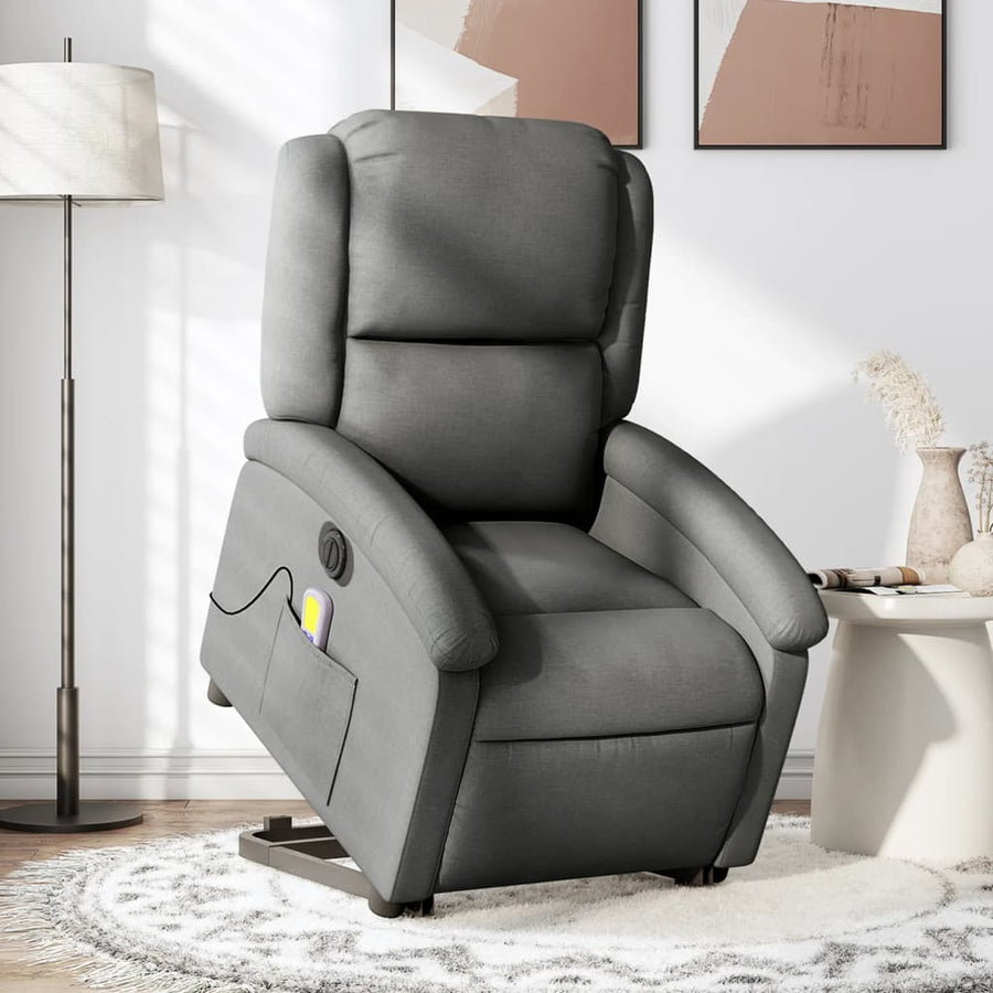 Sta-Op-Massagestoel Stof Donkergrijs Ja Elektrisch verstelbaar