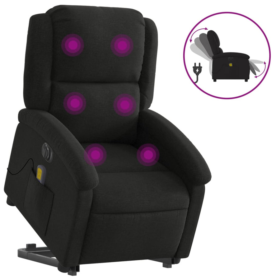 Sta-Op-Massagestoel Stof Zwart Ja Elektrisch verstelbaar