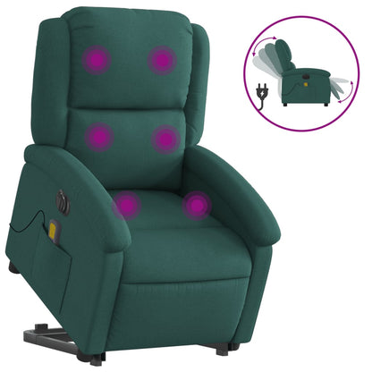 Sta-Op-Massagestoel Stof Donkergroen Ja Elektrisch verstelbaar