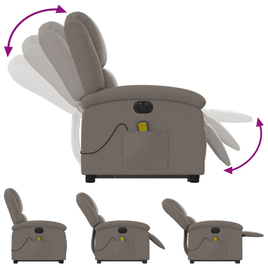 Sta-Op-Massagestoel Stof Taupe Ja Elektrisch verstelbaar