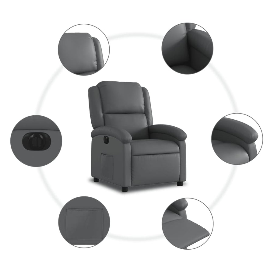 Fauteuil verstelbaar elektrisch kunstleer grijs Nee Elektrisch verstelbaar