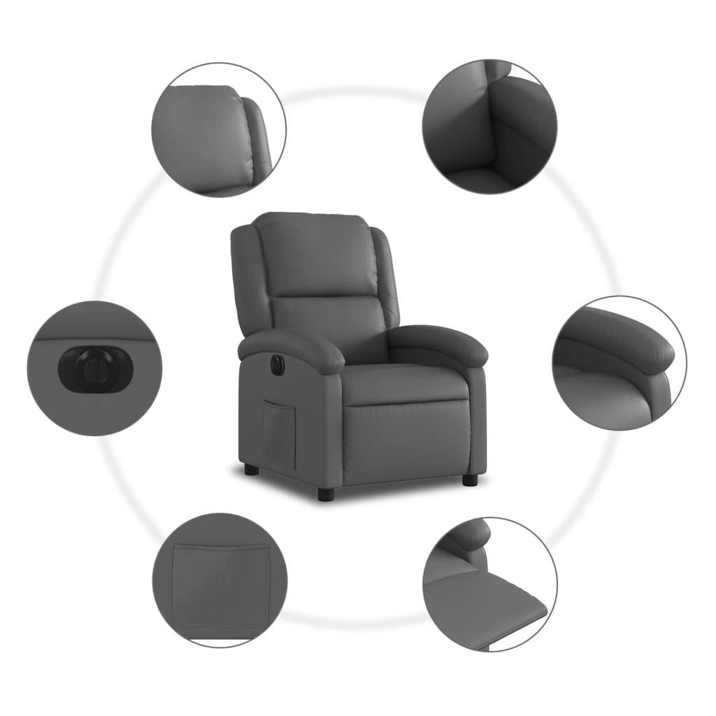 Fauteuil verstelbaar elektrisch kunstleer grijs Nee Elektrisch verstelbaar