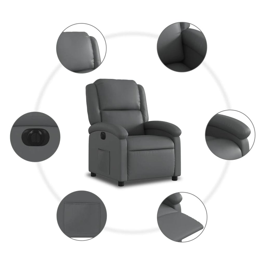 Fauteuil verstelbaar elektrisch kunstleer grijs Nee Elektrisch verstelbaar