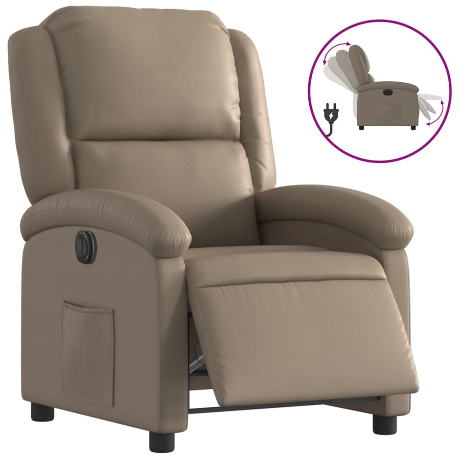 Fauteuil verstelbaar elektrisch kunstleer cappuccinokleurig