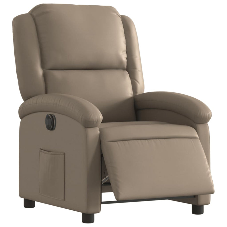 Fauteuil verstelbaar elektrisch kunstleer cappuccinokleurig