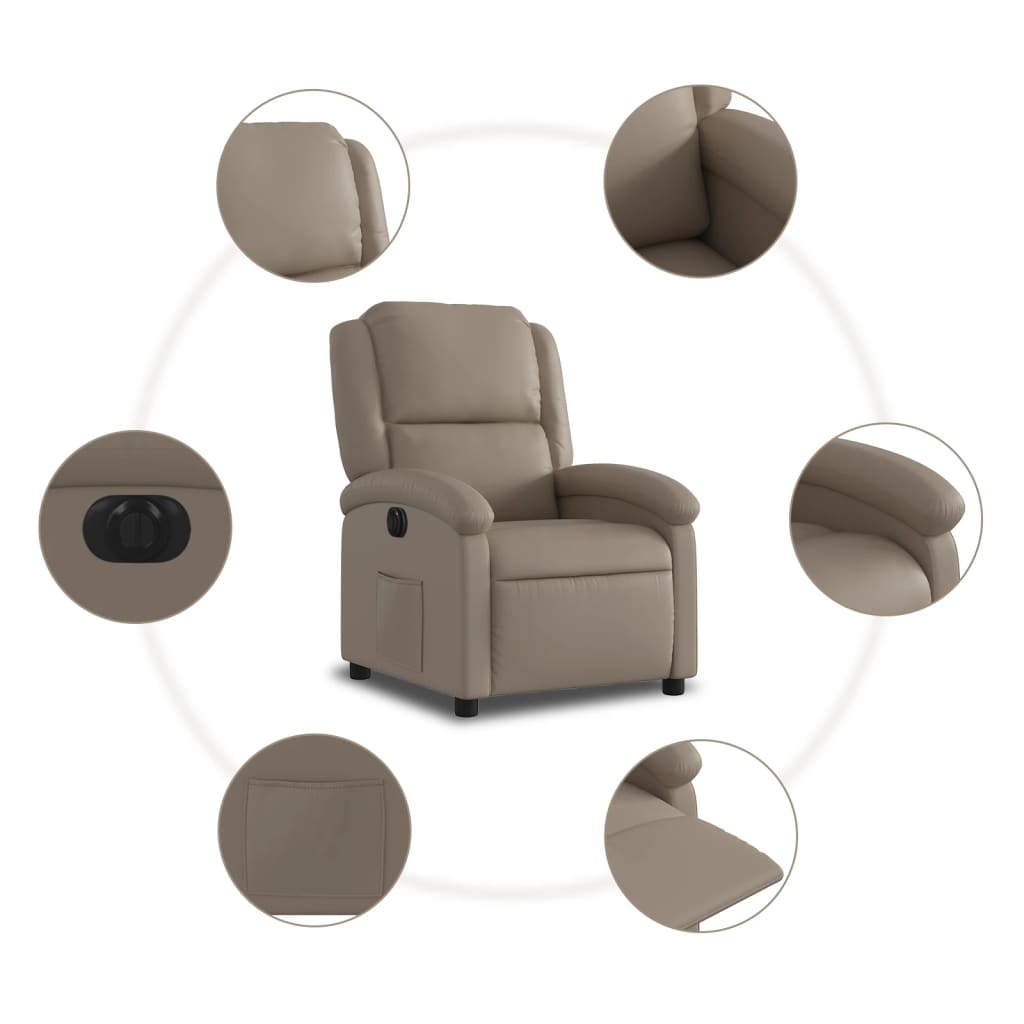 Fauteuil verstelbaar elektrisch kunstleer cappuccinokleurig