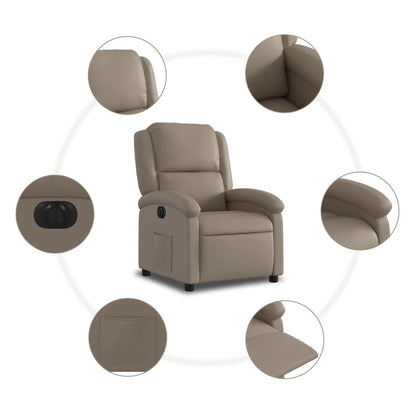 Fauteuil verstelbaar elektrisch kunstleer cappuccinokleurig