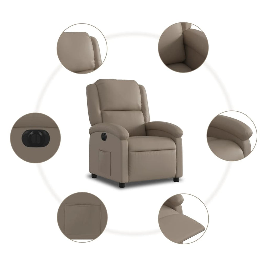 Fauteuil verstelbaar elektrisch kunstleer cappuccinokleurig