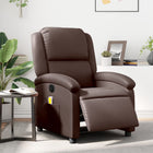 Adjustable electric massage chair artificial leather brown
