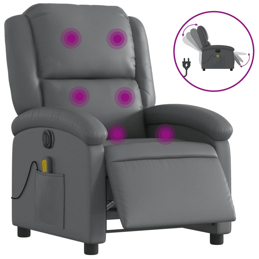 Massagestoel Verstelbaar Elektrisch Kunstleer Grijs Ja Elektrisch verstelbaar