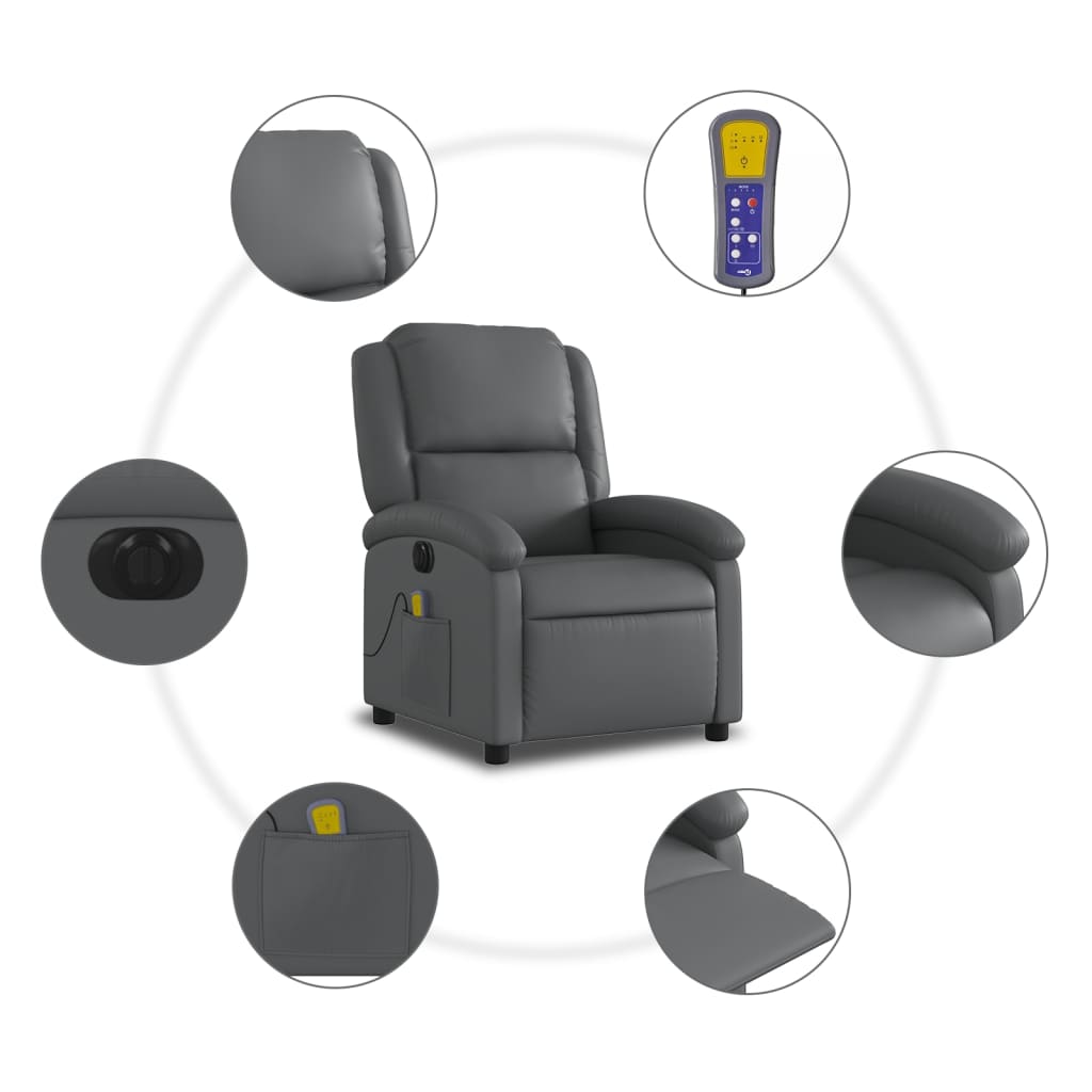 Massagestoel Verstelbaar Elektrisch Kunstleer Grijs Ja Elektrisch verstelbaar