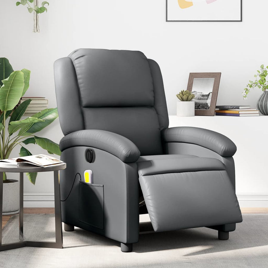 Massagestoel Verstelbaar Elektrisch Kunstleer Grijs Ja Elektrisch verstelbaar