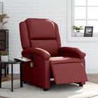 Massage chair adjustable electric faux leather wine red