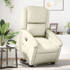 Adjustable cream faux leather recliner