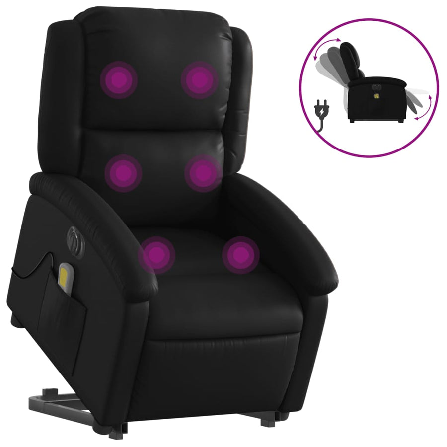 Sta-Op-Massagestoel Elektrisch Kunstleer Zwart Ja Elektrisch verstelbaar