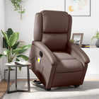 Electric Lift Recliner Massage Chair Artificial Leather Brown