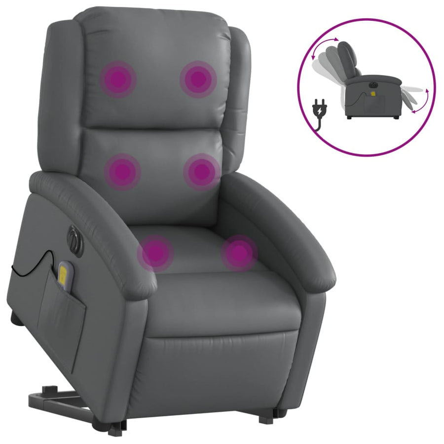 Sta-Op-Massagestoel Elektrisch Kunstleer Grijs Ja Elektrisch verstelbaar
