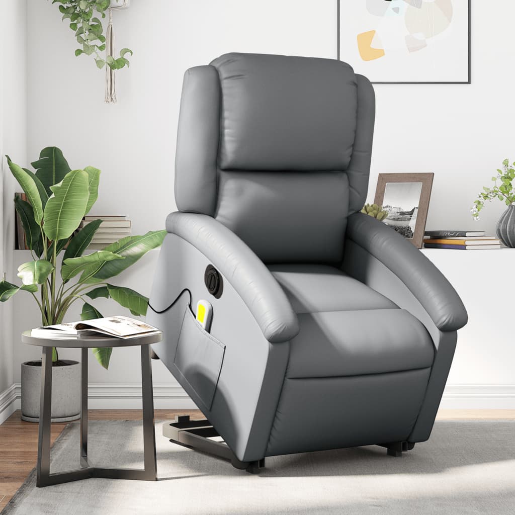 Sta-Op-Massagestoel Elektrisch Kunstleer Grijs Ja Elektrisch verstelbaar
