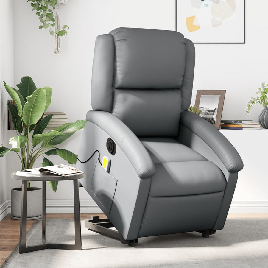 Sta-Op-Massagestoel Elektrisch Kunstleer Grijs Ja Elektrisch verstelbaar