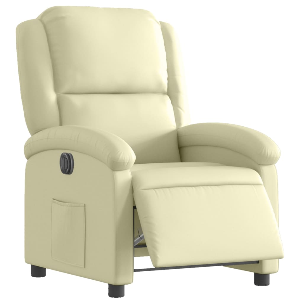 Fauteuil elektrisch verstelbaar echt leer crèmekleurig Nee Elektrisch verstelbaar